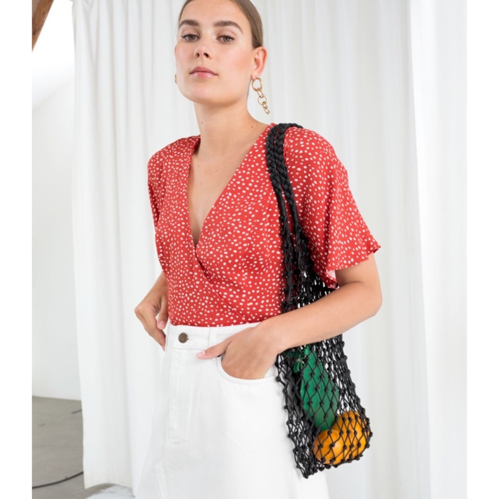 Other Stories • Red Polka Dot Wrap Blouse